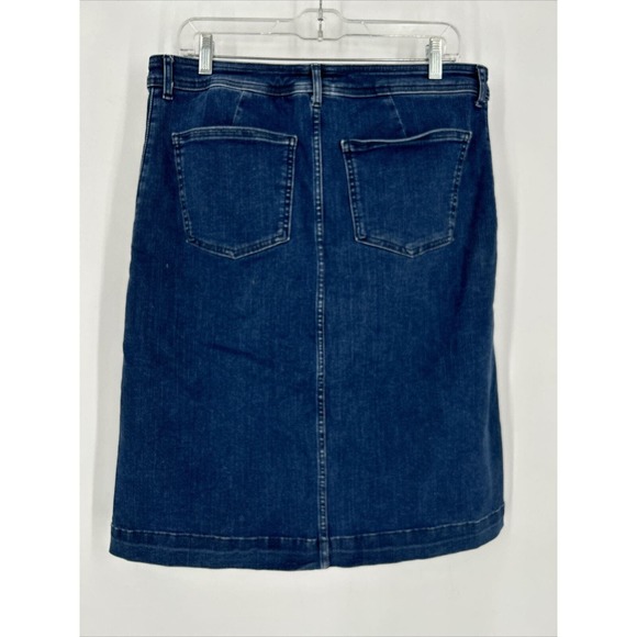 Barbour‎ Women’s Sz 10 Maddison Dark Wash Button Denim Skirt Pockets Stretch - Picture 4 of 8